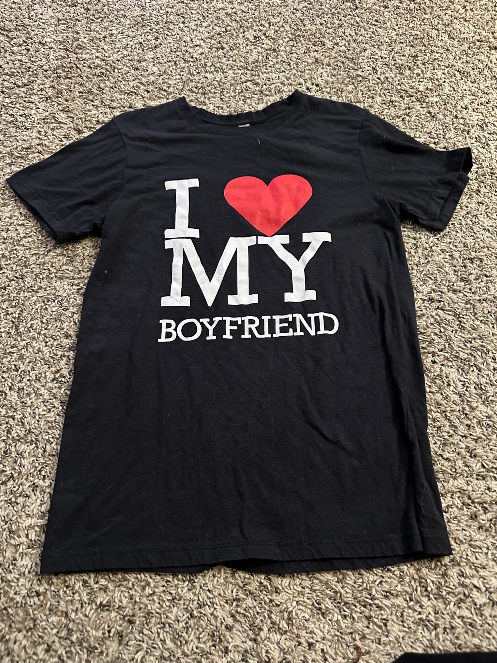 I Love My Boyfriend Graphic Tee - Black with Red Heart